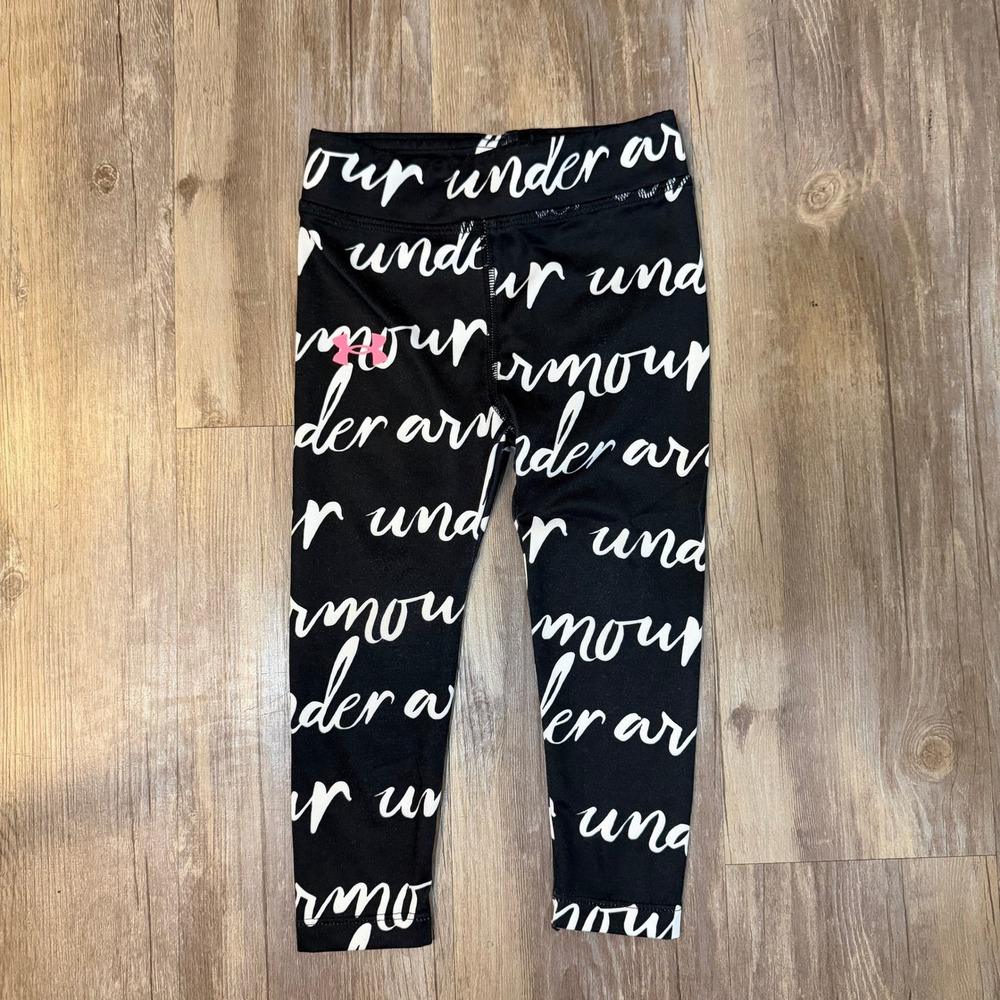 Under Armour Toddler Girls Black Script Logo Leggings Size 2T Activewear Pants